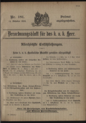 Kaiserlich-königliches Armee-Verordnungsblatt: Personal-Angelegenheiten 19181012 Seite: 33