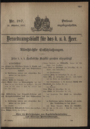 Kaiserlich-königliches Armee-Verordnungsblatt: Personal-Angelegenheiten 19181021 Seite: 1