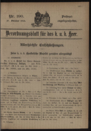 Kaiserlich-königliches Armee-Verordnungsblatt: Personal-Angelegenheiten 19181026 Seite: 1