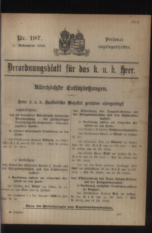 Kaiserlich-königliches Armee-Verordnungsblatt: Personal-Angelegenheiten 19181104 Seite: 1