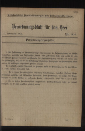 Kaiserlich-königliches Armee-Verordnungsblatt: Personal-Angelegenheiten 19181111 Seite: 1