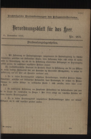 Kaiserlich-königliches Armee-Verordnungsblatt: Personal-Angelegenheiten 19181111 Seite: 43