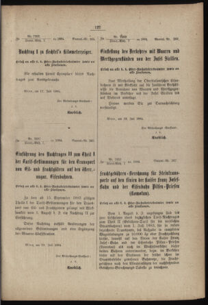 Verordnungs- und Anzeige-Blatt der k.k. General-Direction der österr. Staatsbahnen 18840113 Seite: 125