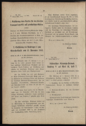 Verordnungs- und Anzeige-Blatt der k.k. General-Direction der österr. Staatsbahnen 18840113 Seite: 24