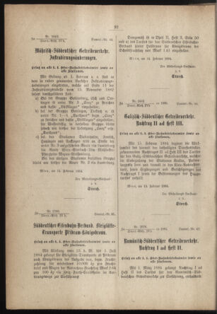 Verordnungs- und Anzeige-Blatt der k.k. General-Direction der österr. Staatsbahnen 18840113 Seite: 30