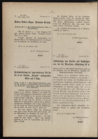 Verordnungs- und Anzeige-Blatt der k.k. General-Direction der österr. Staatsbahnen 18840113 Seite: 32