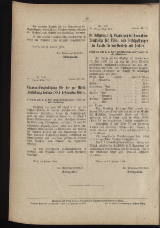 Verordnungs- und Anzeige-Blatt der k.k. General-Direction der österr. Staatsbahnen 18840113 Seite: 34