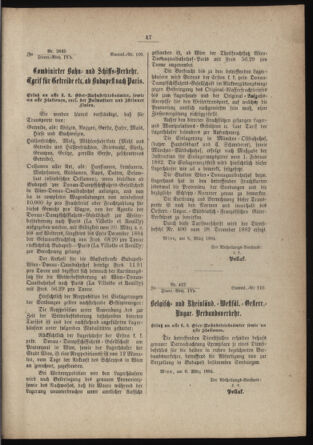 Verordnungs- und Anzeige-Blatt der k.k. General-Direction der österr. Staatsbahnen 18840113 Seite: 45