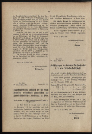 Verordnungs- und Anzeige-Blatt der k.k. General-Direction der österr. Staatsbahnen 18840113 Seite: 50