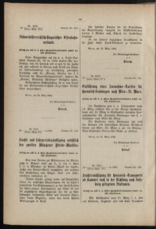 Verordnungs- und Anzeige-Blatt der k.k. General-Direction der österr. Staatsbahnen 18840113 Seite: 52