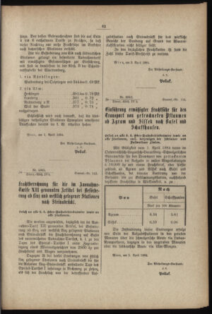 Verordnungs- und Anzeige-Blatt der k.k. General-Direction der österr. Staatsbahnen 18840113 Seite: 61