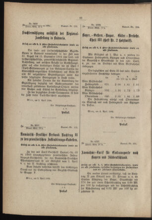 Verordnungs- und Anzeige-Blatt der k.k. General-Direction der österr. Staatsbahnen 18840113 Seite: 64