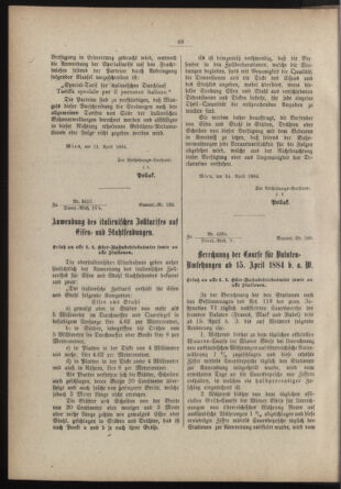 Verordnungs- und Anzeige-Blatt der k.k. General-Direction der österr. Staatsbahnen 18840113 Seite: 66