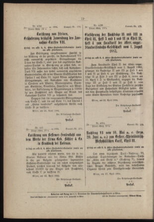 Verordnungs- und Anzeige-Blatt der k.k. General-Direction der österr. Staatsbahnen 18840113 Seite: 70