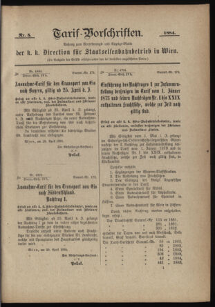 Verordnungs- und Anzeige-Blatt der k.k. General-Direction der österr. Staatsbahnen 18840113 Seite: 71