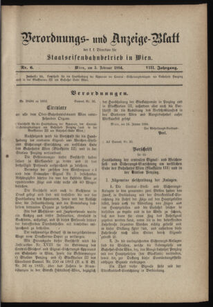 Verordnungs- und Anzeige-Blatt der k.k. General-Direction der österr. Staatsbahnen 18840205 Seite: 1