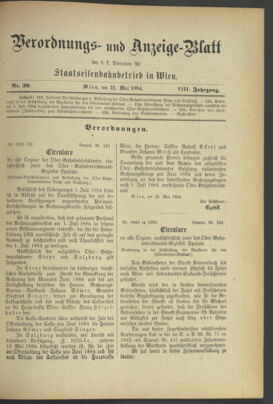 Verordnungs- und Anzeige-Blatt der k.k. General-Direction der österr. Staatsbahnen 18840531 Seite: 1