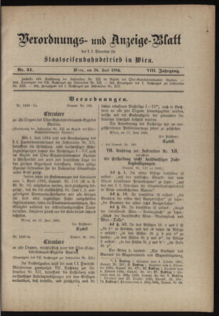 Verordnungs- und Anzeige-Blatt der k.k. General-Direction der österr. Staatsbahnen