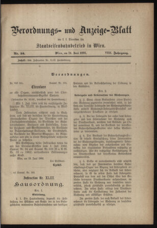 Verordnungs- und Anzeige-Blatt der k.k. General-Direction der österr. Staatsbahnen 18840624 Seite: 19