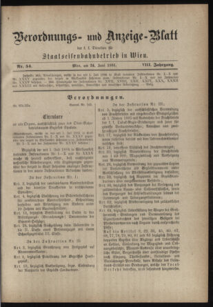 Verordnungs- und Anzeige-Blatt der k.k. General-Direction der österr. Staatsbahnen 18840624 Seite: 29