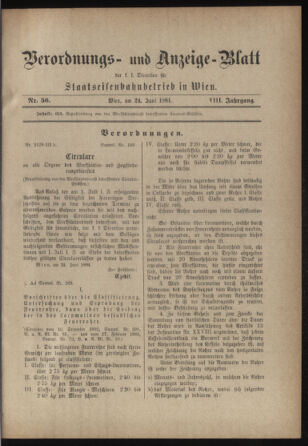 Verordnungs- und Anzeige-Blatt der k.k. General-Direction der österr. Staatsbahnen 18840624 Seite: 39