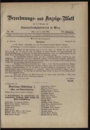 Verordnungs- und Anzeige-Blatt der k.k. General-Direction der österr. Staatsbahnen 18840624 Seite: 47