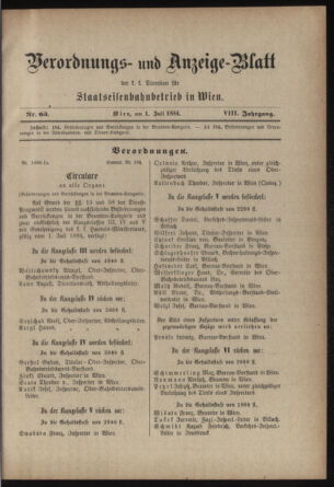 Verordnungs- und Anzeige-Blatt der k.k. General-Direction der österr. Staatsbahnen 18840701 Seite: 11