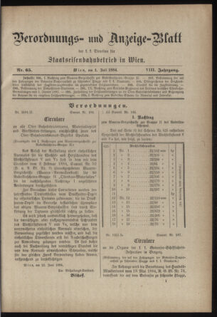 Verordnungs- und Anzeige-Blatt der k.k. General-Direction der österr. Staatsbahnen 18840701 Seite: 29