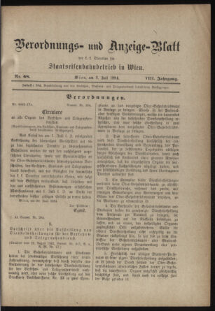 Verordnungs- und Anzeige-Blatt der k.k. General-Direction der österr. Staatsbahnen