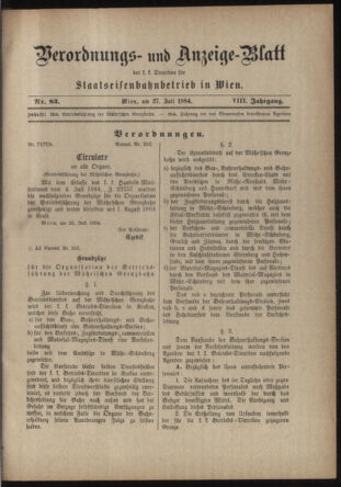 Verordnungs- und Anzeige-Blatt der k.k. General-Direction der österr. Staatsbahnen 18840727 Seite: 21