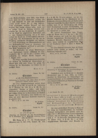 Verordnungs- und Anzeige-Blatt der k.k. General-Direction der österr. Staatsbahnen 18840727 Seite: 5