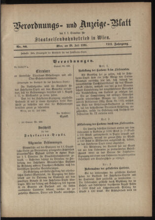 Verordnungs- und Anzeige-Blatt der k.k. General-Direction der österr. Staatsbahnen 18840729 Seite: 9