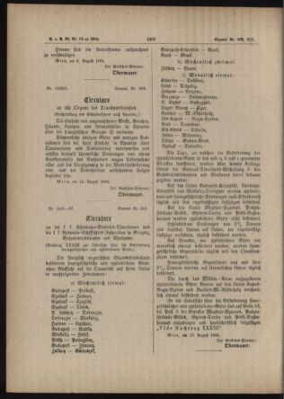 Verordnungs- und Anzeige-Blatt der k.k. General-Direction der österr. Staatsbahnen 18840825 Seite: 6