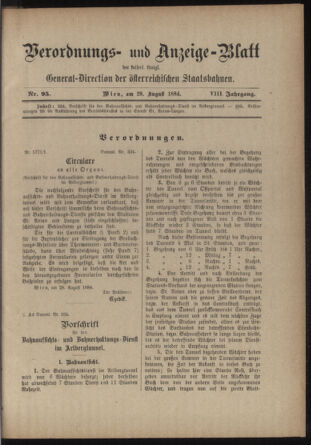 Verordnungs- und Anzeige-Blatt der k.k. General-Direction der österr. Staatsbahnen 18840829 Seite: 15