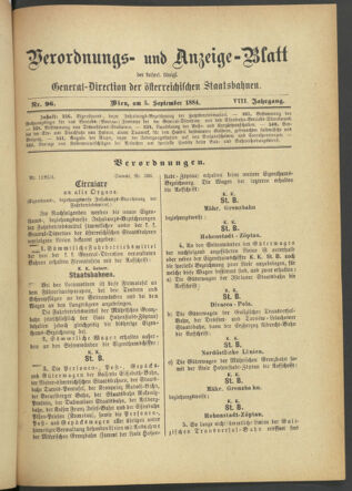 Verordnungs- und Anzeige-Blatt der k.k. General-Direction der österr. Staatsbahnen 18840829 Seite: 23