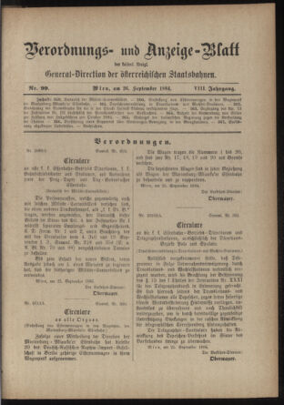 Verordnungs- und Anzeige-Blatt der k.k. General-Direction der österr. Staatsbahnen