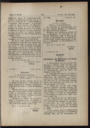 Verordnungs- und Anzeige-Blatt der k.k. General-Direction der österr. Staatsbahnen 18841221 Seite: 5