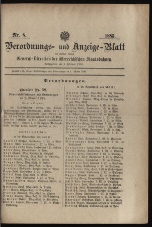 Verordnungs- und Anzeige-Blatt der k.k. General-Direction der österr. Staatsbahnen 18850203 Seite: 15