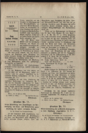 Verordnungs- und Anzeige-Blatt der k.k. General-Direction der österr. Staatsbahnen 18850221 Seite: 5