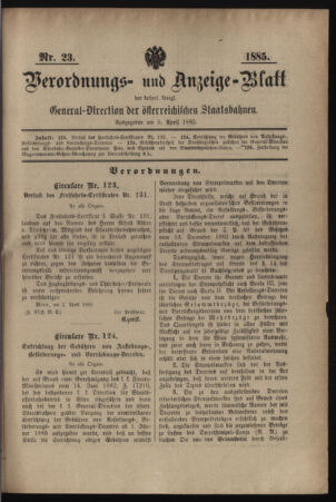 Verordnungs- und Anzeige-Blatt der k.k. General-Direction der österr. Staatsbahnen 18850405 Seite: 13