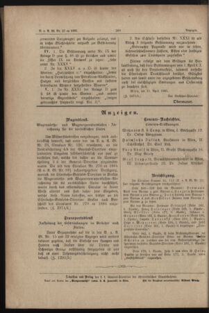 Verordnungs- und Anzeige-Blatt der k.k. General-Direction der österr. Staatsbahnen 18850420 Seite: 26