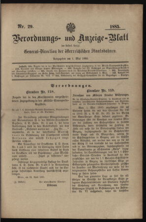 Verordnungs- und Anzeige-Blatt der k.k. General-Direction der österr. Staatsbahnen