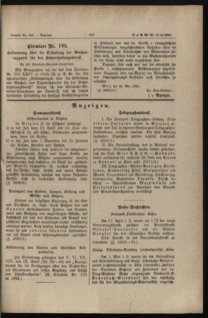 Verordnungs- und Anzeige-Blatt der k.k. General-Direction der österr. Staatsbahnen 18850530 Seite: 3