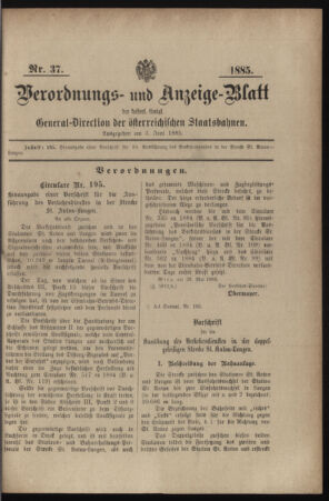 Verordnungs- und Anzeige-Blatt der k.k. General-Direction der österr. Staatsbahnen 18850603 Seite: 19