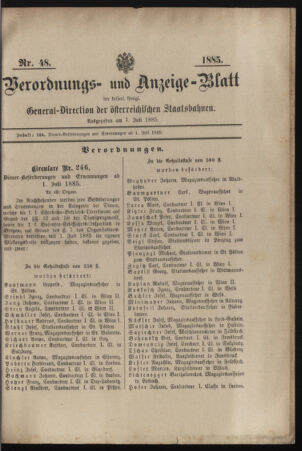 Verordnungs- und Anzeige-Blatt der k.k. General-Direction der österr. Staatsbahnen 18850707 Seite: 15