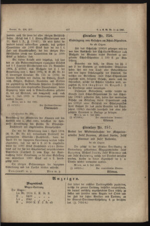 Verordnungs- und Anzeige-Blatt der k.k. General-Direction der österr. Staatsbahnen 18850717 Seite: 11