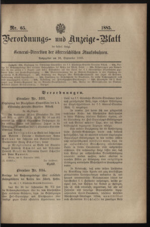 Verordnungs- und Anzeige-Blatt der k.k. General-Direction der österr. Staatsbahnen 18850916 Seite: 3