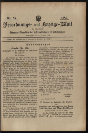 Verordnungs- und Anzeige-Blatt der k.k. General-Direction der österr. Staatsbahnen 18851028 Seite: 25