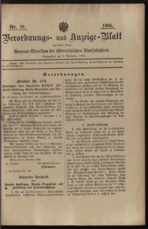 Verordnungs- und Anzeige-Blatt der k.k. General-Direction der österr. Staatsbahnen 18851109 Seite: 7