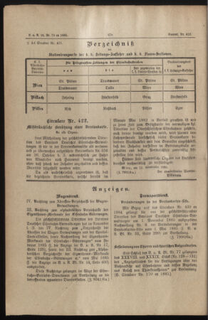 Verordnungs- und Anzeige-Blatt der k.k. General-Direction der österr. Staatsbahnen 18851116 Seite: 2